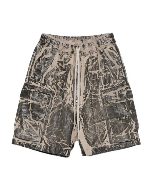 Rick Owens Gray Washed Cargo Shorts for men