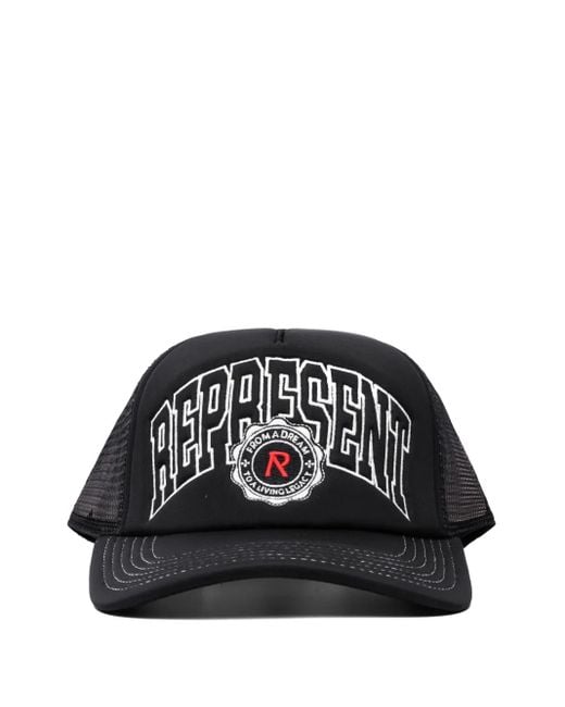 Represent Black Embroidered Mesh Cap Hat for men