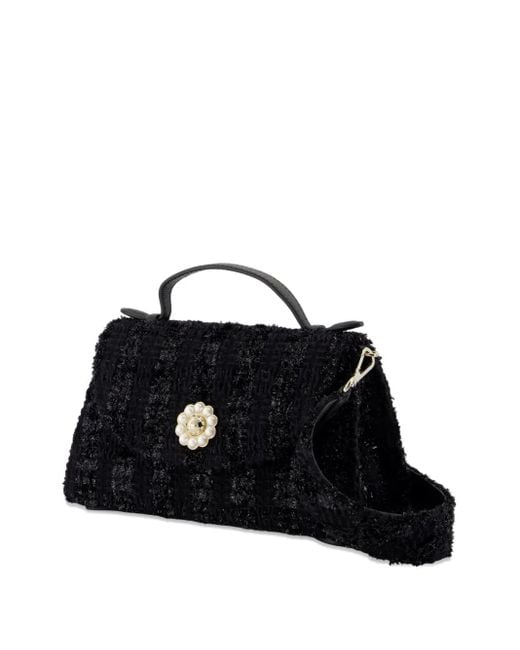 Simone Rocha Black Valentine Pearl-Embellished Tweed Mini Bag