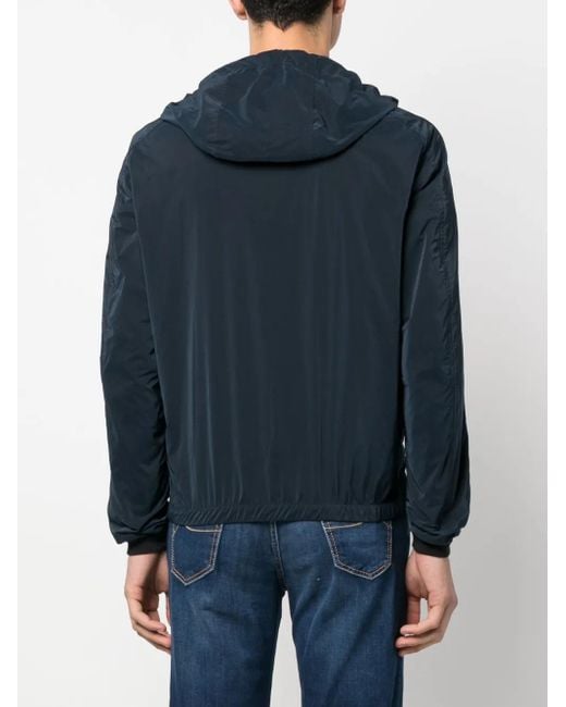 Moorer Blue Zip-Up Hooded Jacket for men