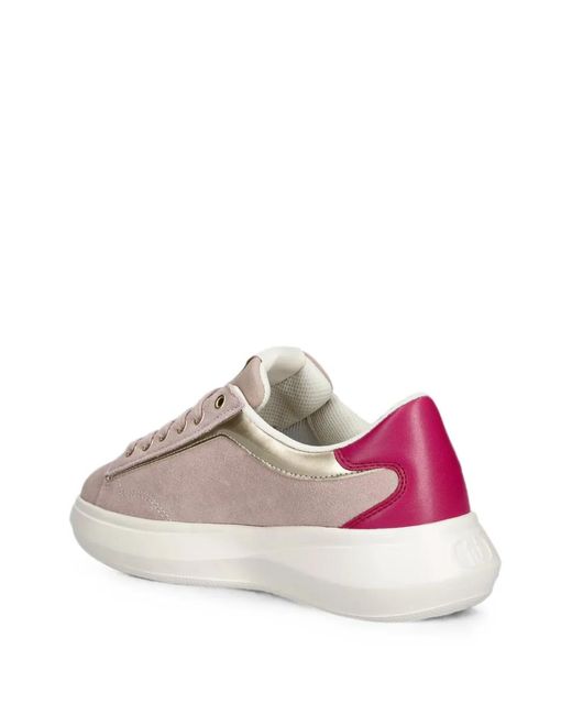 Liu Jo Pink Rhinestone-Logo Suede Sneakers