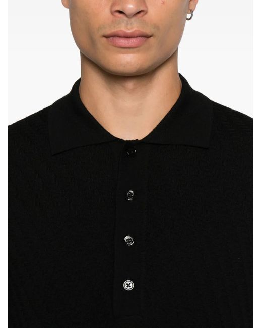 Paolo Pecora Black Jacquard Polo Shirt for men