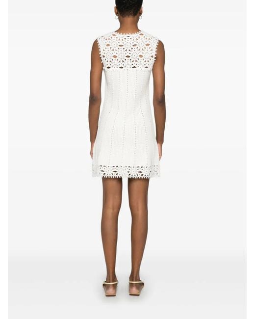 Maje White Crochet-Knit Minidress