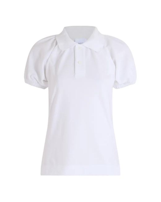 Patou White Volume-Sleeve Polo Shirt
