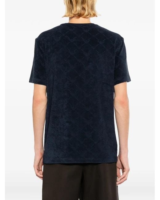 Emporio Armani Blue Logo-Jacquard Terry T-Shirt for men