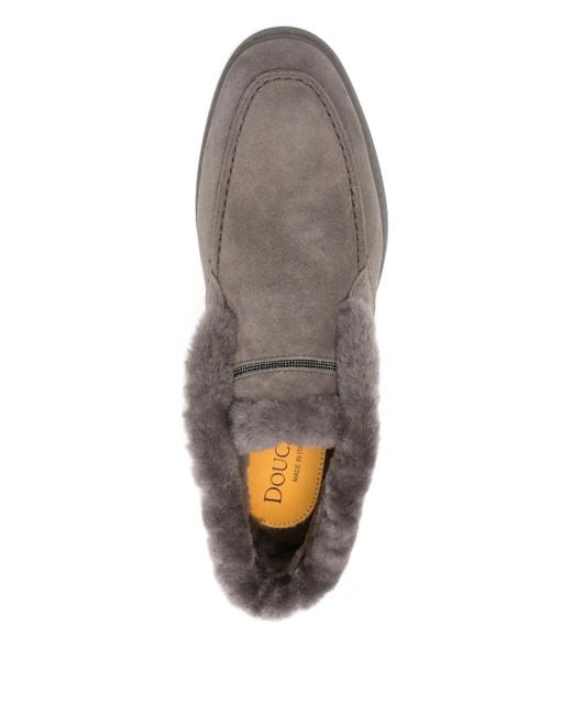 Doucal's Gray Wildlederstiefel Mit Pelzbesatz