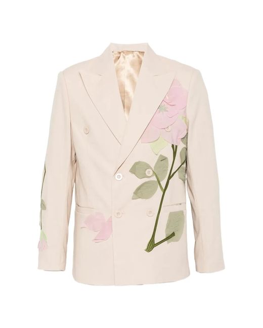 Kidsuper White Floral-Detail Double-Breasted Blazer for men