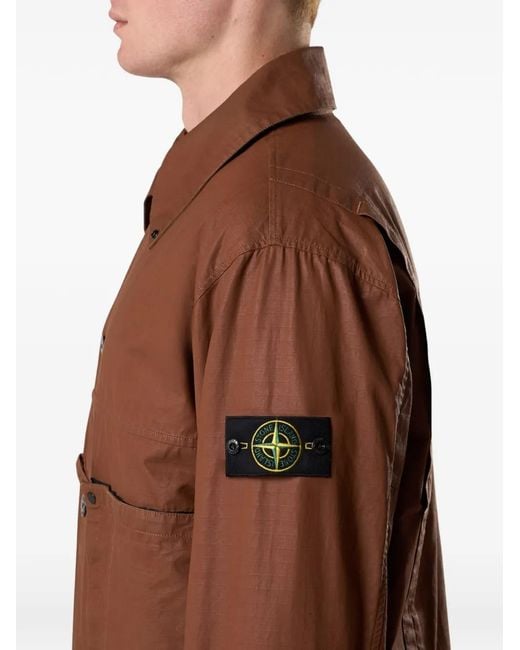 Stone Island Brown Button Patch Jacket for men
