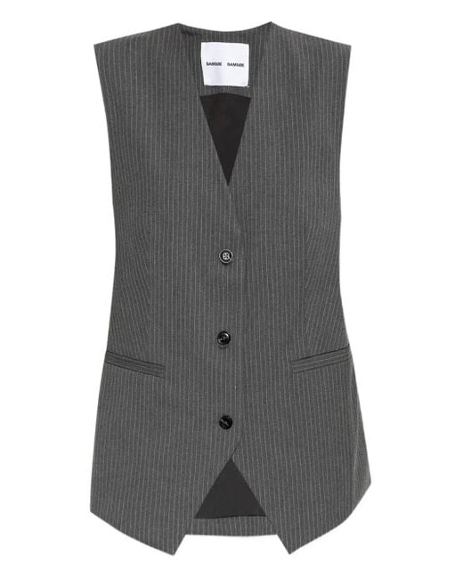Samsøe & Samsøe Gilet Met Krijtstreep in het Gray