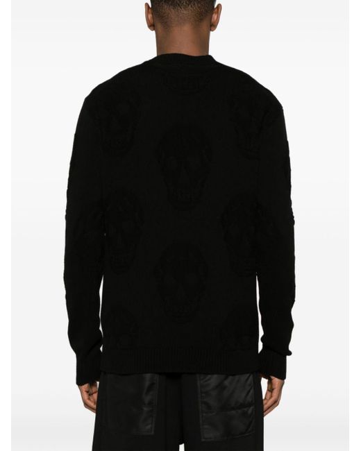 Alexander McQueen Black Skull Knitted Cotton Jumper for men