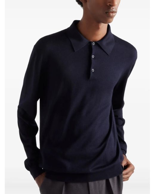 Prada Blue Buttoned Polo Shirt for men