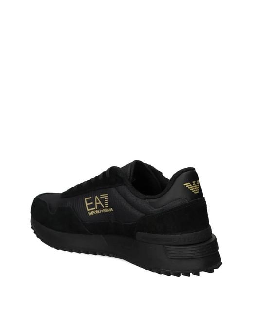 EA7 Black Logo-Detail Sneakers for men