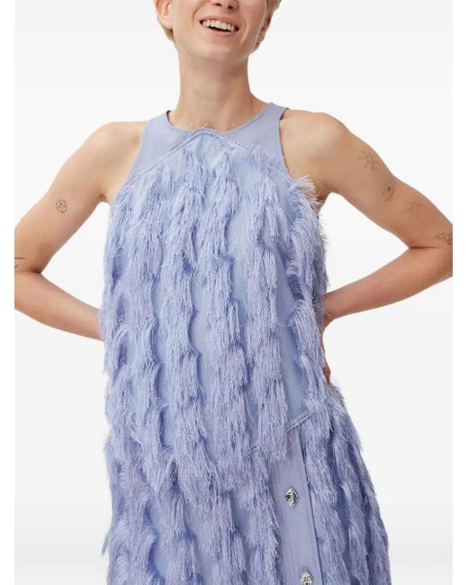 Ganni Purple Fringe Mesh Skirt