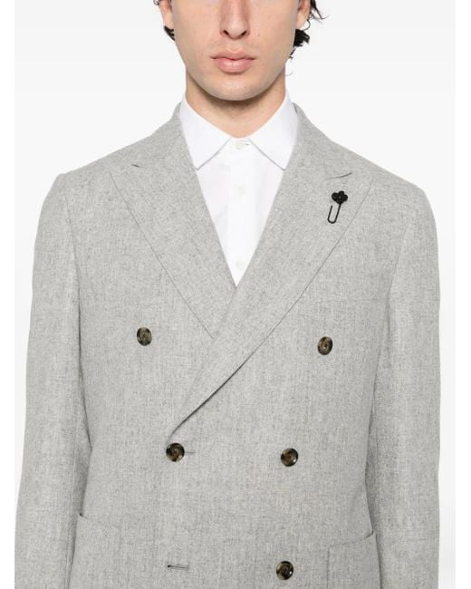 Lardini Gray Double-Breasted Blazer for men