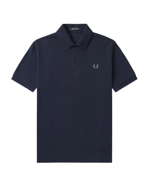 Fred Perry Blue Embroidered Laurel-Wreath Polo Shirt for men
