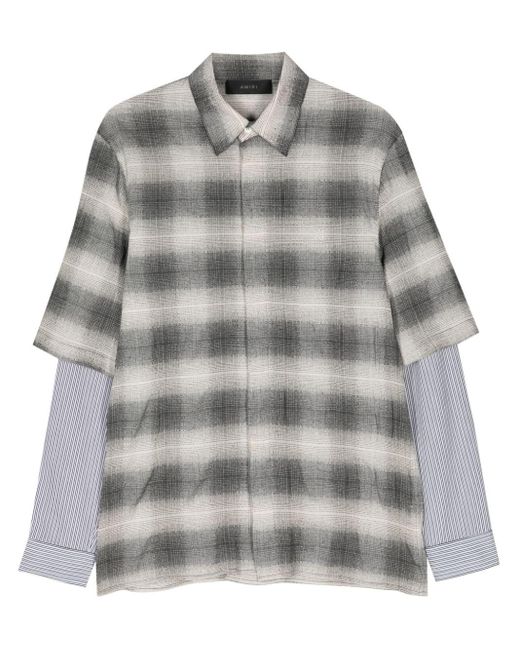 Amiri Gray Mix-print Layered Shirt for men