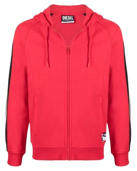 DIESEL Red Side Logo-Print Detail Hoodie for men