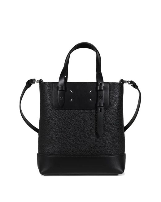 Maison Margiela Black Pebbled Top Handle Shoulder Bag for men