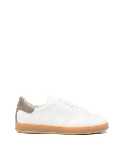 Tagliatore White Grained-Leather Sneakers for men