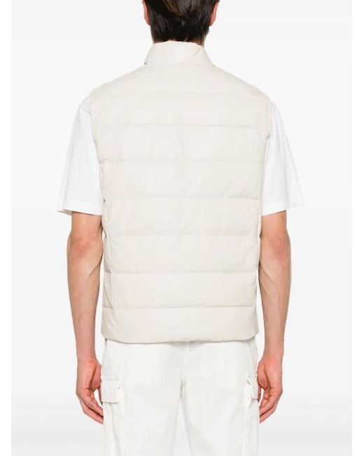 Eleventy White Reversible Padded Gilet for men