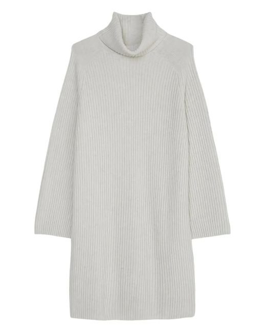 Marc O' Polo White Turtleneck Ribbed Mini Dress