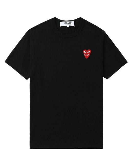 COMME DES GARÇONS PLAY Black T-Shirt mit Logo-Applikation