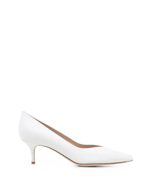 Gianvito Rossi White Paris 55 Pointed-Toe Pumps