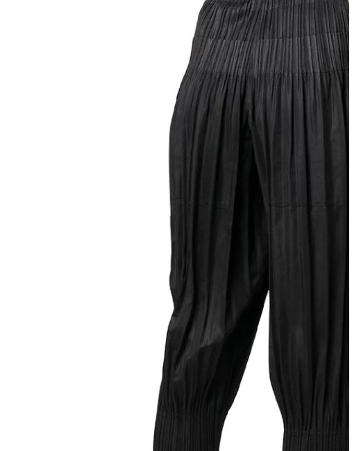 Pleats Please Issey Miyake Black Pleated-Panel Trousers