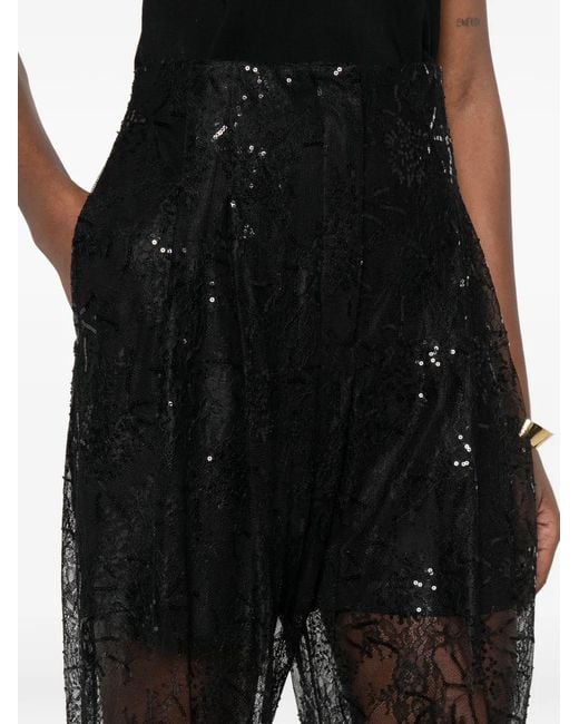 Alberta Ferretti Black Sequin-Detail Lace Trousers
