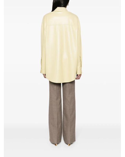 Nanushka Yellow Kaysa Faux-Leather Shirt