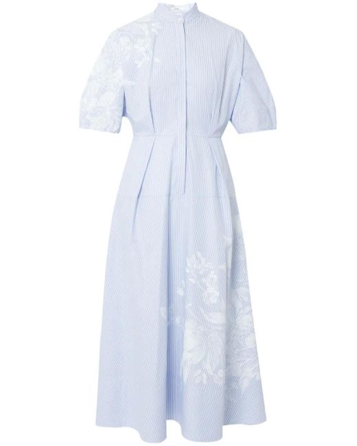 Erdem Blue Short-Sleeve Midi Dress