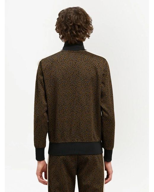Palm Angels Brown Leopard-Print Track Jacket for men