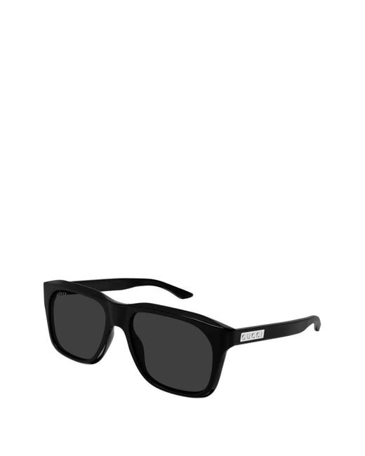 Gucci Black Logo Rectangle-Frame Sunglasses