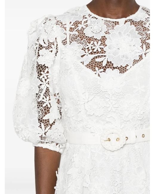 Zimmermann White Halliday Lace Flower Midi Dress