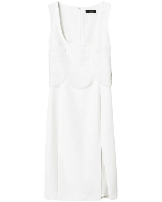 Twinset White Embroidered Crepe Midi Dress