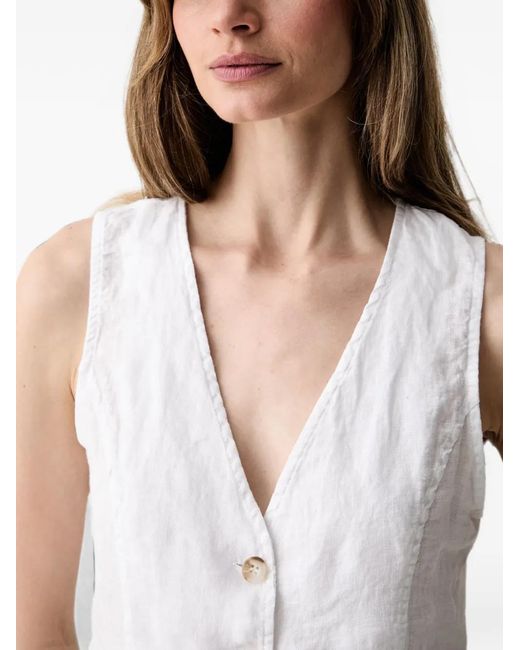 Haveone White Button-Up Waistcoat