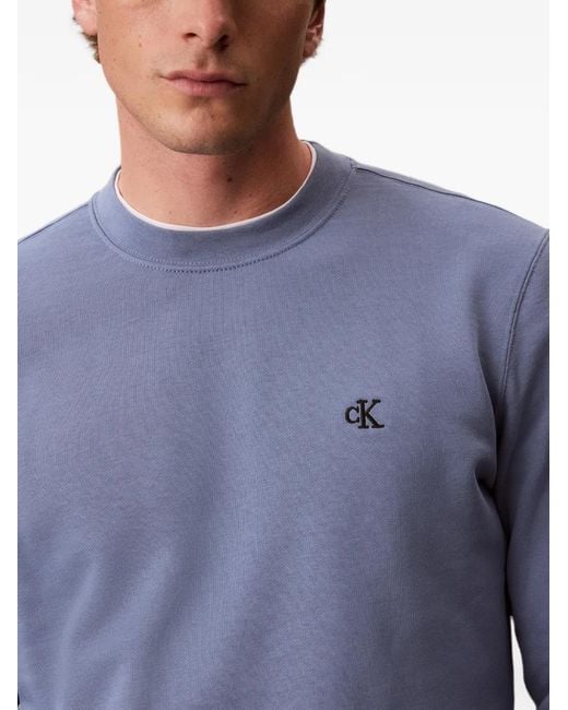 Calvin Klein Blue Logo-Embroidered Sweater for men