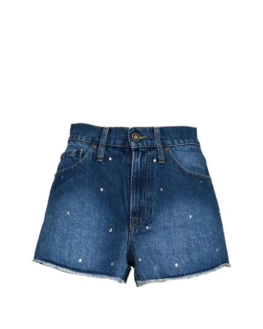 Mc2 Saint Barth Blue Musa Rhinestone-Embellished Denim Shorts