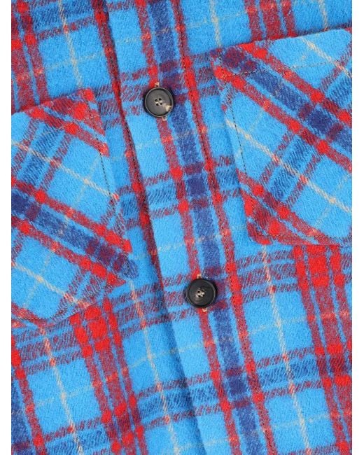 Giada Benincasa Blue Besticktes Hemd mit Karomuster