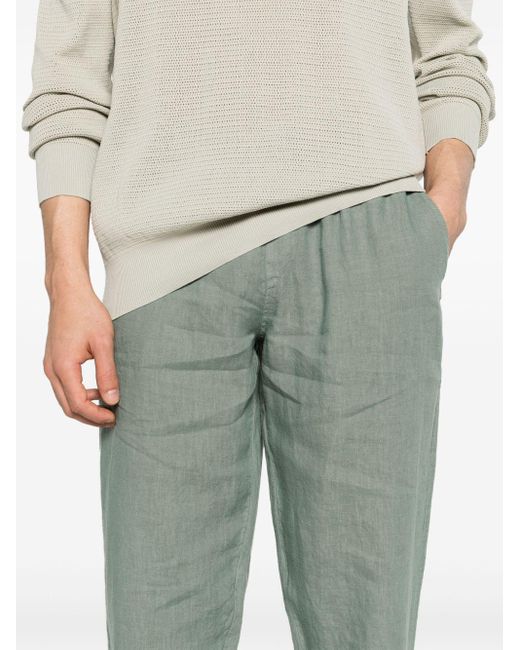 Fedeli Gray Bonifacio Linen Trousers for men