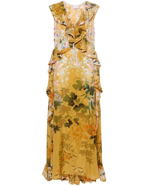 Pierre Louis Mascia Metallic Floral-print Silk Dress