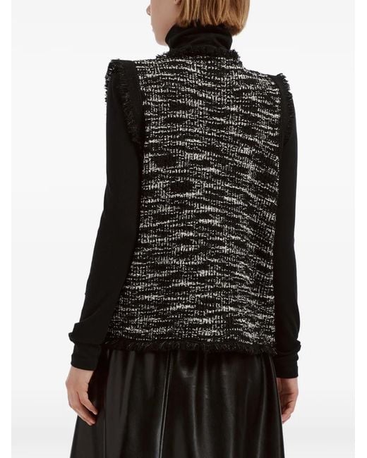 B+ AB Black Fringe-Trim Button-Up Gilet