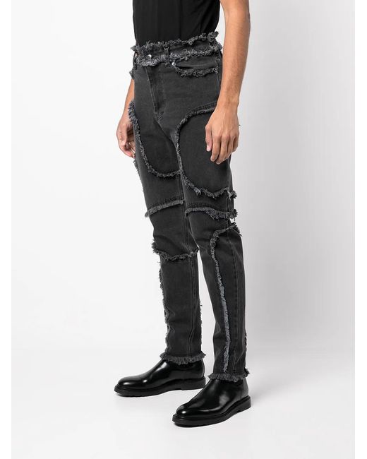 Eckhaus Latta Black Seam-Detail Cropped Jeans