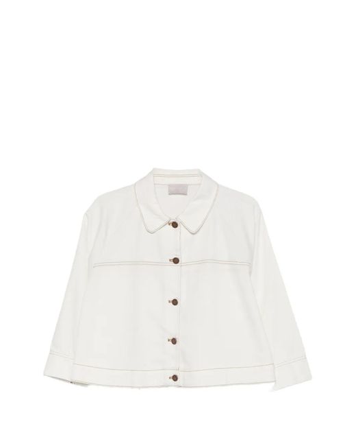 Hemisphere White Veste À Coutures Contrastantes