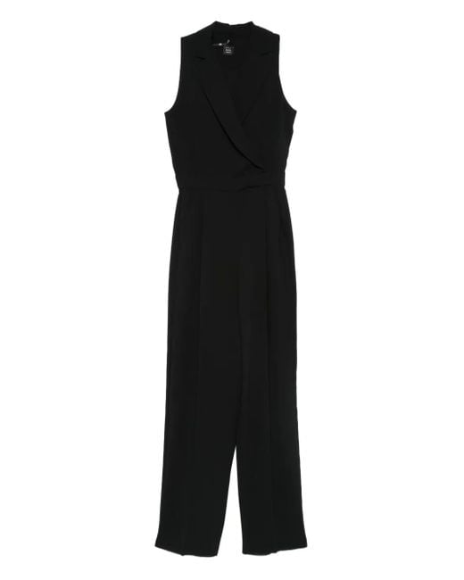 Marella Black Lapel Sleeveless Jumpsuit