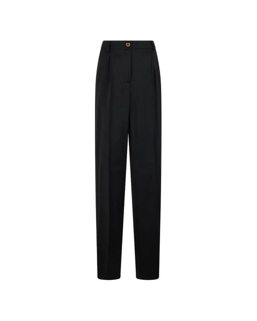 Moschino Black Pleated Straight-Leg Trousers