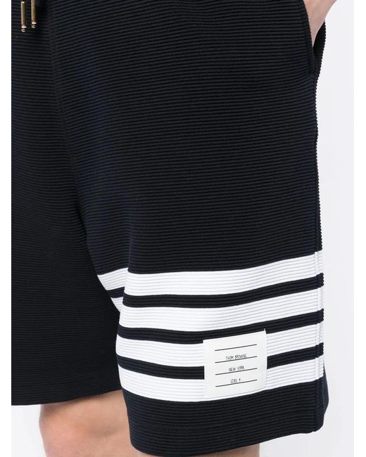 Thom Browne Black Short De Sport À Rayures Ottoman for men