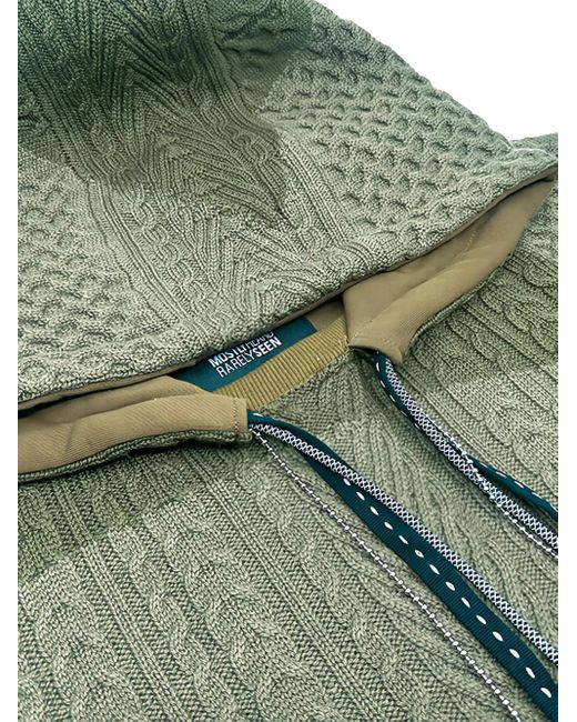 Mostly Heard Rarely Seen Green Cable-Knit Hoodie for men