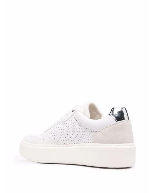 Geox White Nhenbus Leather Sneakers