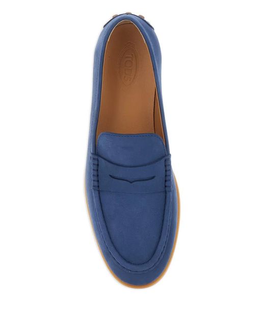 Tod's Blue Nubuck Gommino Loafers